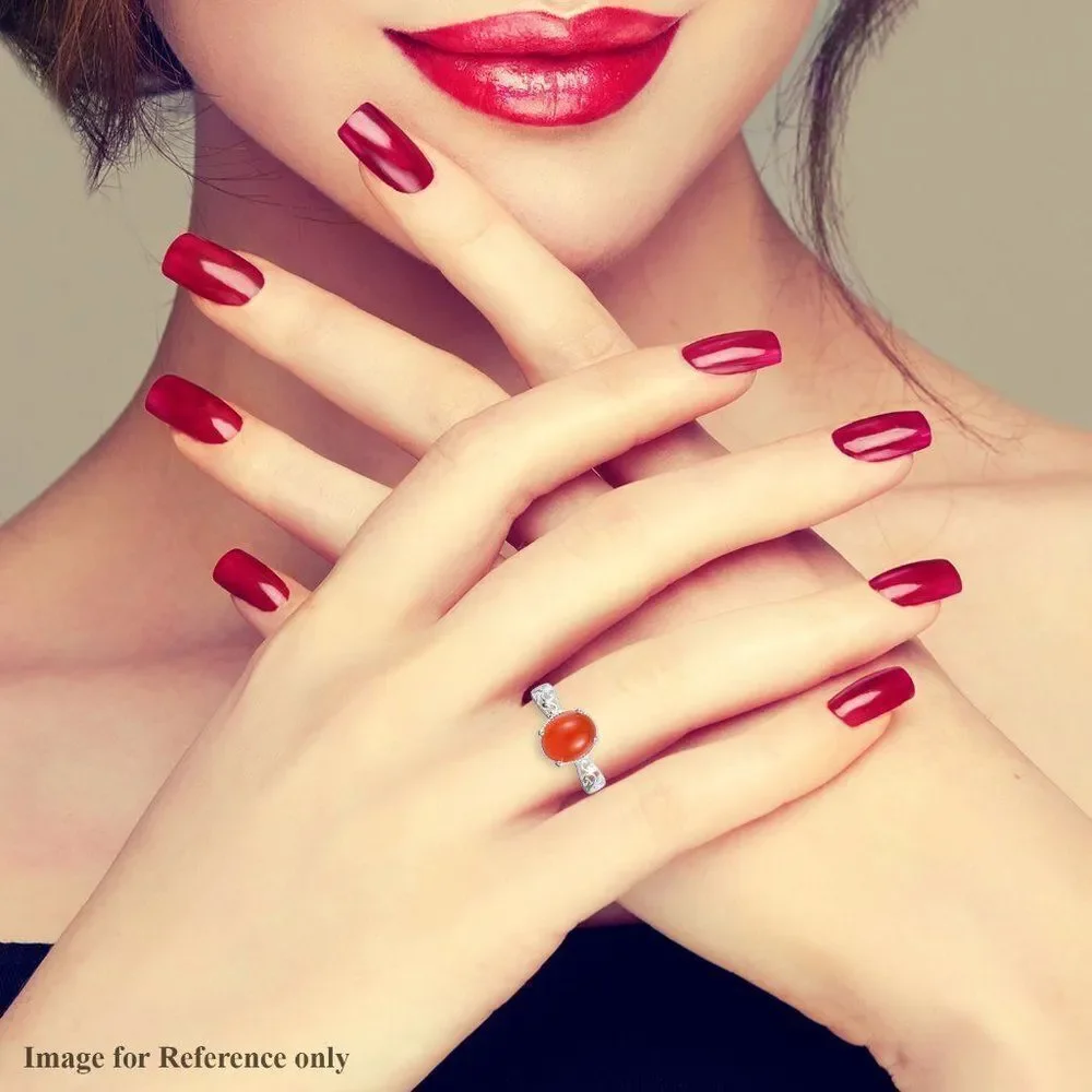 Red Onyx Ring in Sterling Silver Enhanced Size 7